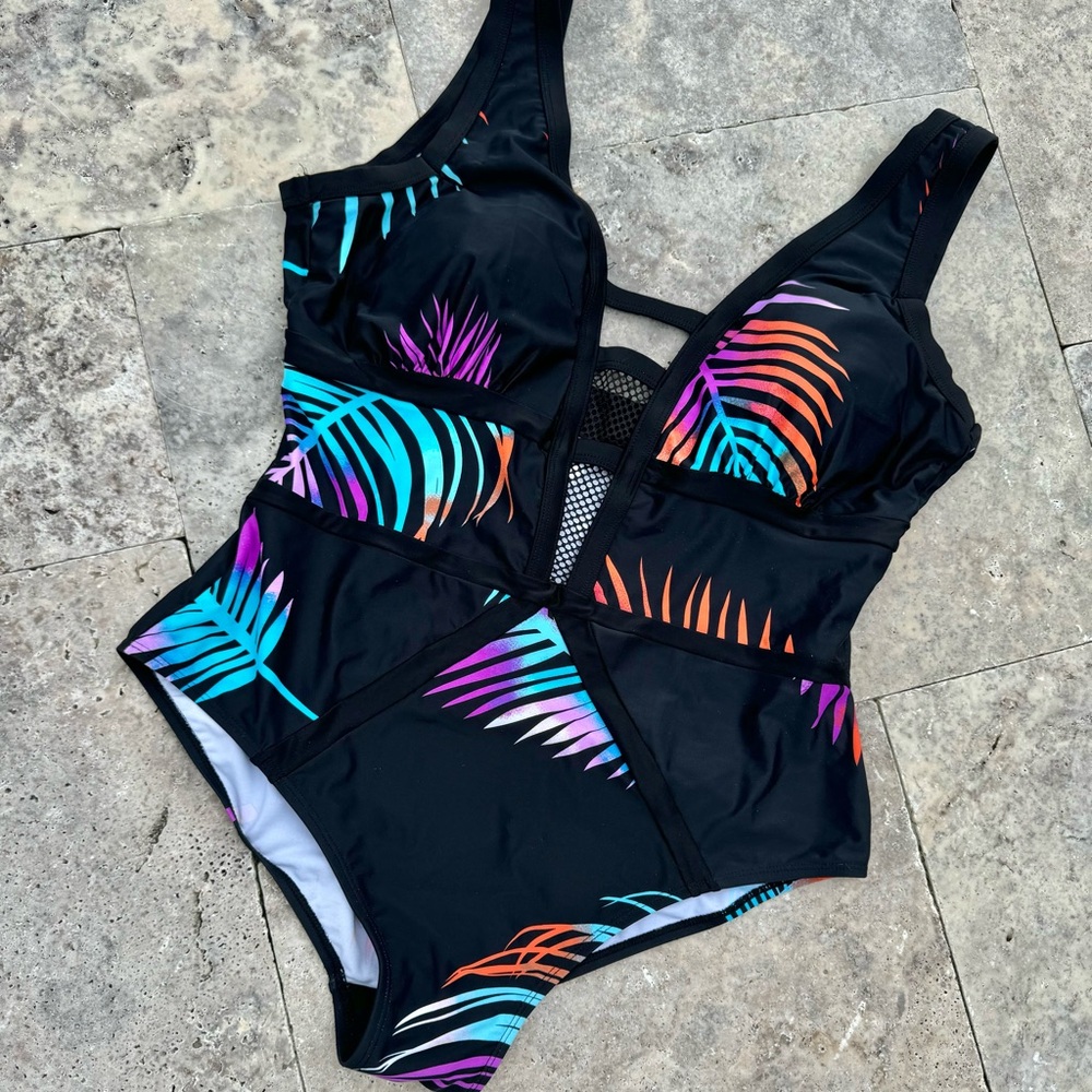 Swimsuits for All - Hot Tropical Colors One Piece Swinsuit